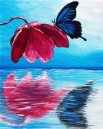 Butterfly On Pink Flower Paint By Numbers