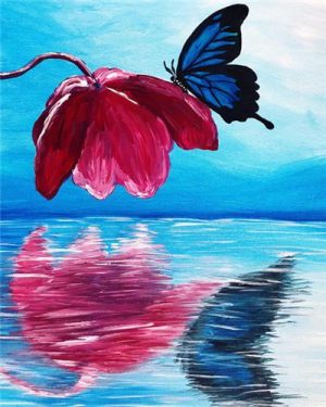 Butterfly On Pink Flower Paint By Numbers