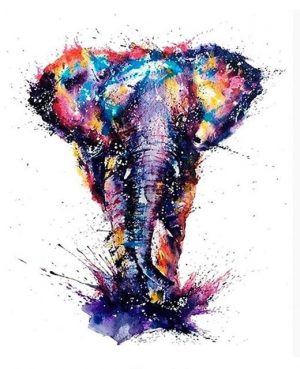 Splatter Colorful Elephant Paint By Numbers