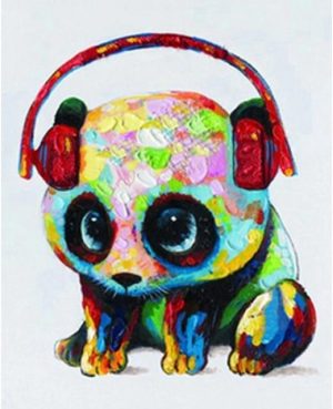 Colorful Panda With Headphones Paint By Numbers