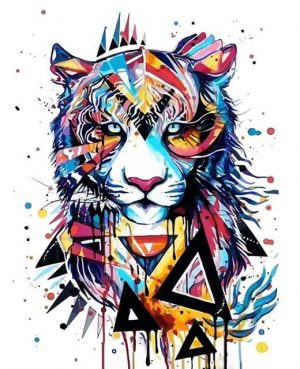 Splatter Colorful Tiger Paint By Numbers