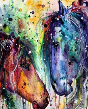 Colorful Splatter Horses Paint By Numbers