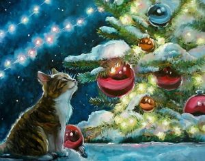 Cat And Christmas Bulbs Paint By Numbers