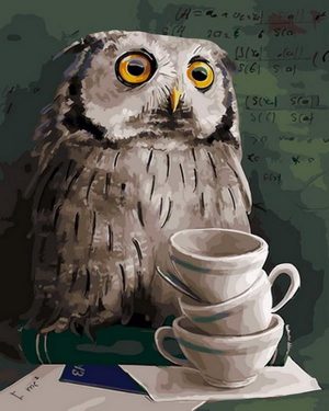 Owl And Stacked Cups Paint By Numbers