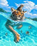 Tiger Swimming Paint By Numbers