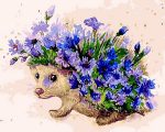 Hedgehog With Blue Flower Animals Paint By Numbers