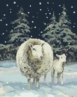 Sheep in Snow paint by numbers