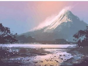 River With Snowy Mountain Paint By Numbers