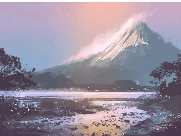 River With Snowy Mountain Paint By Numbers