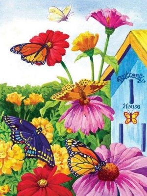 Flowers Garden With Butterflies Paint By Numbers