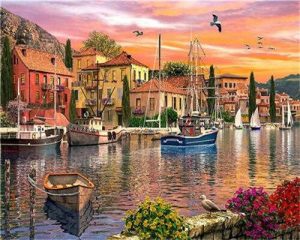 Harbor At Sunset Paint By Numbers