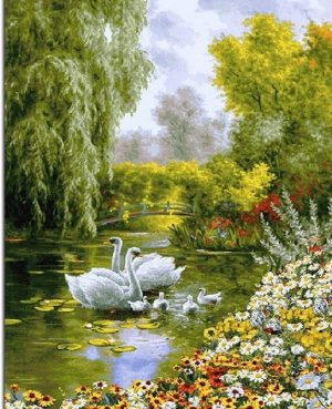 Swans In A Pond Paint By Numbers