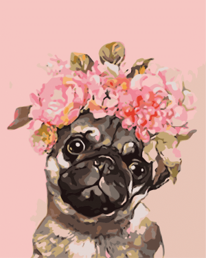 Pug Flower Crown Paint By Numbers