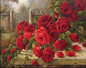 Blooming Red Flowers Paint By Numbers