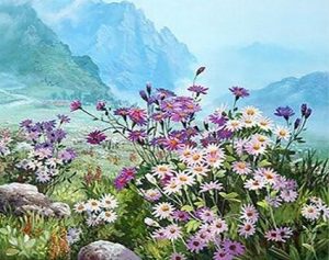 White Purple Flowers Paint By Numbers