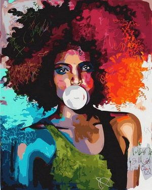 Afro Girl Bubble Gum Paint By Numbers