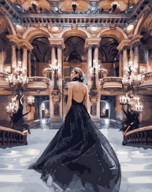 Lady In Black Dress Paint By Numbers