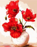 Red Poppies In Vase Paint By Numbers
