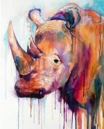 Colorful Splatter Rhinocero Paint By Numbers