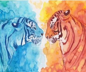 Ice And Fire Tiger Paint By Numbers