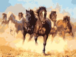 Horses Herd Running Paint By Numbers
