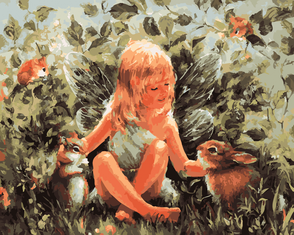 Paint By Numbers Rabbot Rabbits And Girl Paint By Numbers - Numeral Paint Kit