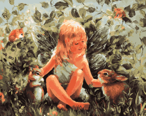 Rabbits And Girl Paint By Numbers