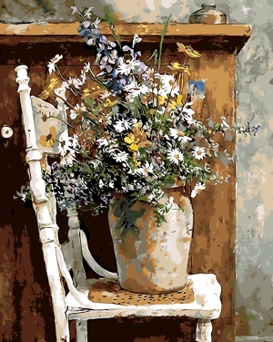 Flowers Vase On Chair Paint By Numbers