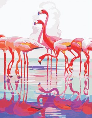 Flamingos Water Reflection Paint By Numbers