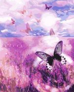 Butterflies In Purple Field Paint By Numbers
