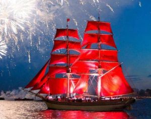 Red Sail Ship Paint By Numbers