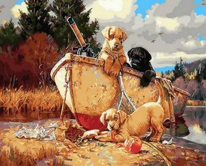 Dogs In Boat Paint By Numbers