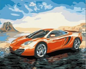 Orange Sport Car Paint By Numbers