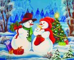 Christmas Snowman family Paint By Numbers