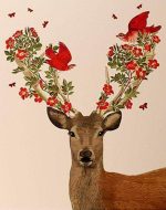 Floral Antlers Deer Paint By Numbers