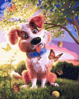 Dog And Butterfly Paint By Numbers