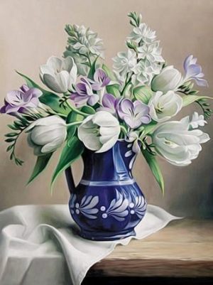 Blue Vase Flowers Paint By Numbers