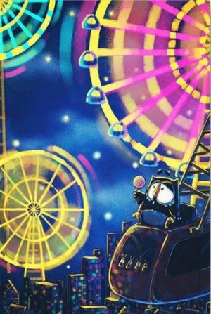 Ferris Wheel Night Scene Cartoon and Animation Paint By Numbers