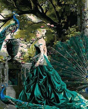 Lady in Green Dress Paint By Numbers