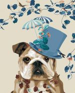 Bulldog With Blue Hat Paint By Numbers