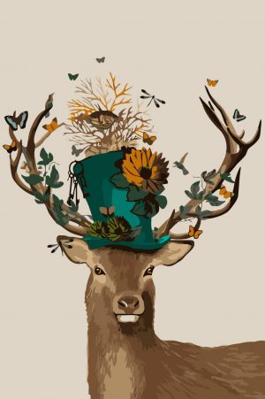 Deer In Hat Paint By Numbers