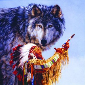 Native American Chief And Wolf Paint By Numbers