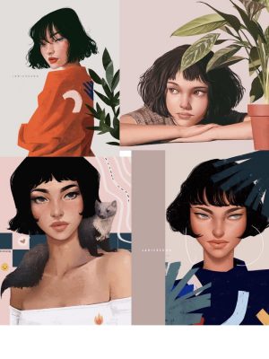 Girls In Short Hair Paint By Numbers