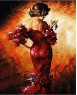 Lady In Red Paint By Numbers