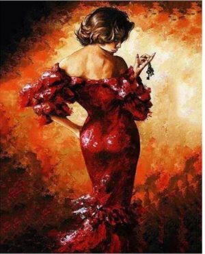 Lady In Red Paint By Numbers