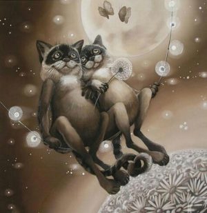 Romantic Cats In Space Paint By Numbers