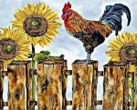 Cock With Sunflowers Paint By Numbers