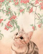 Cat with Cherry Beads Paint By Numbers