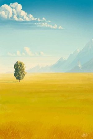 Tree In Yellow Wheat Field Paint By Numbers