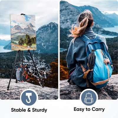 portable easel fitting neatly in the canvas bag for travel.